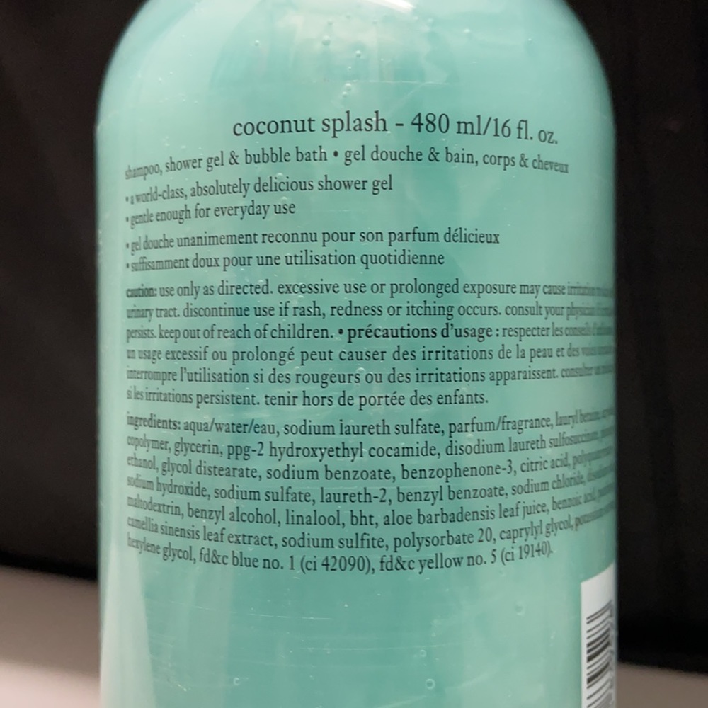 NEW Philosophy Coconut Splash shampoo, shower gel & bubble bath 16 oz - Picture 3 of 4